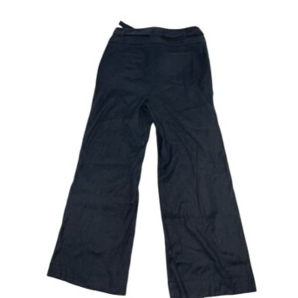 Anthropologie Wide Leg Pants Black Linen Blend US 10 Button Tie Waist Casual - Picture 9 of 11